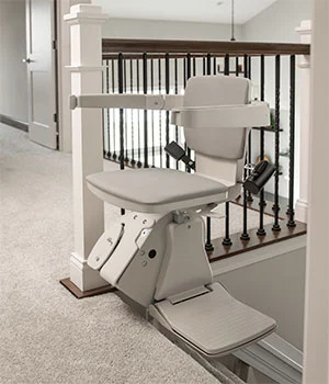 a white chair in a hallway