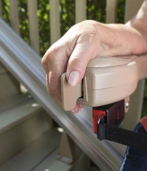 outside straight stair lift with button control