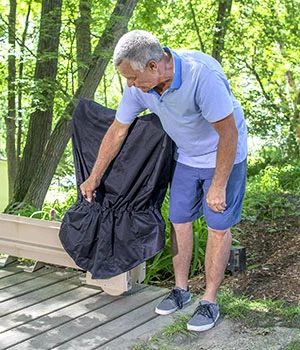 Elite curved outdoor stair lift with protective cover